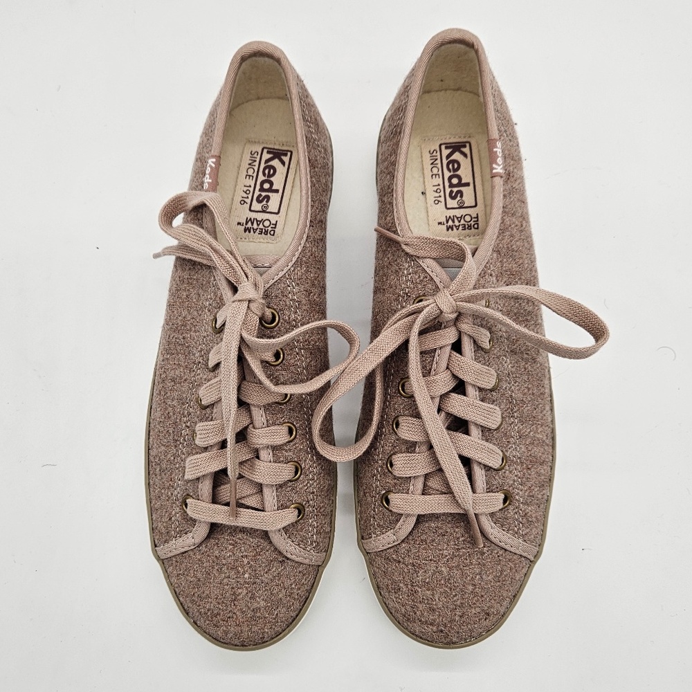 womens keds dream foam tan 50% brushed wool uppers size 9